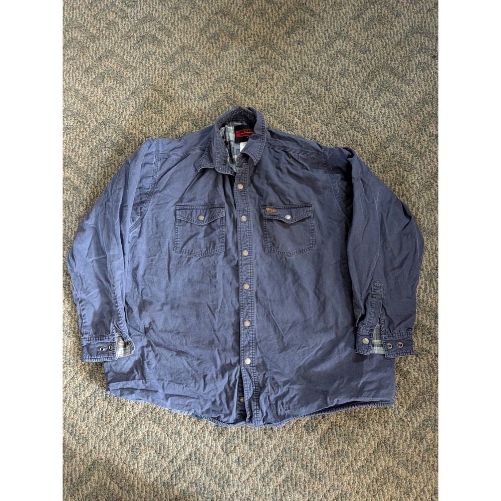 Riggs Workwear by Wrangler Mens Navy Flannel Lined Canvas Shirt 2XLT WGGH50513